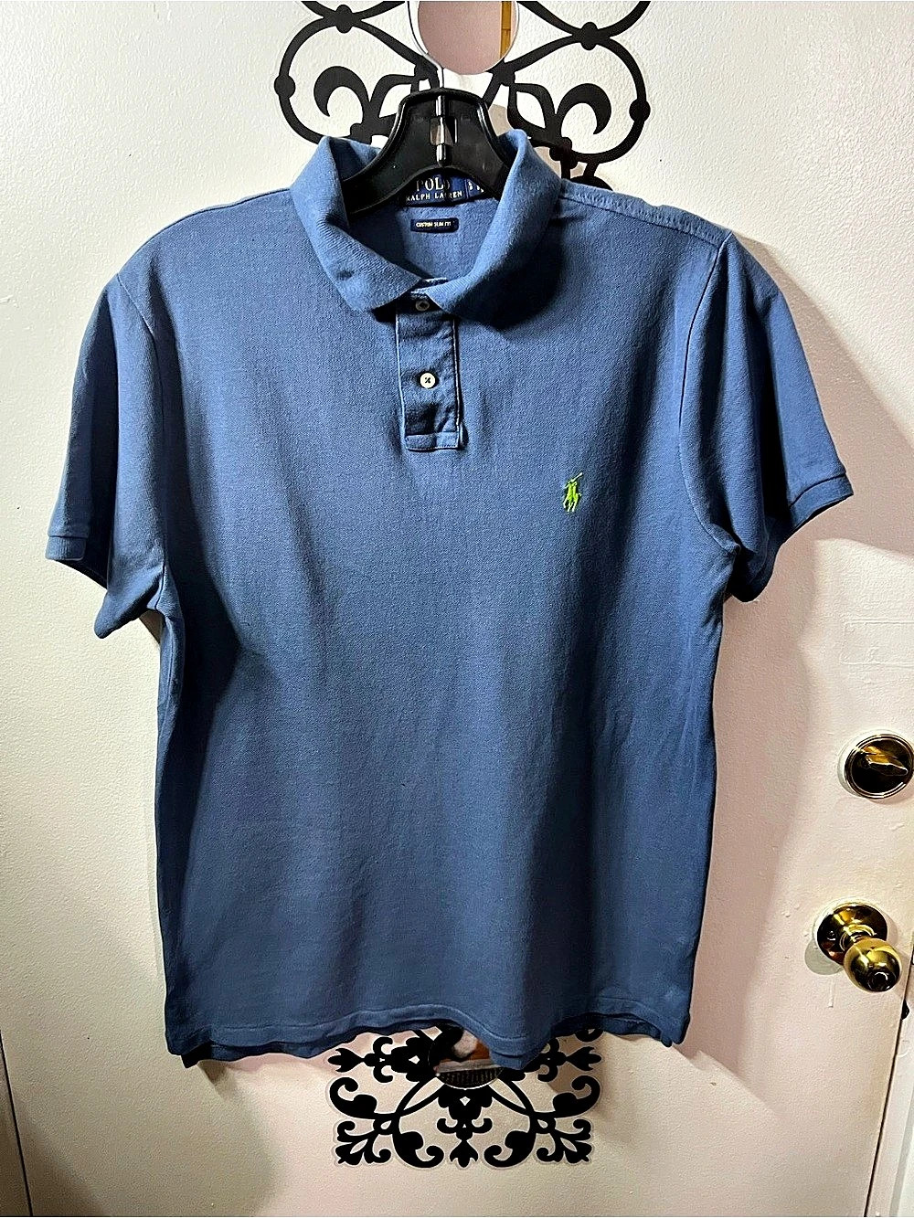 Polo Ralph Lauren Custom Slim Fit Mesh Polo Shirt Blue Large